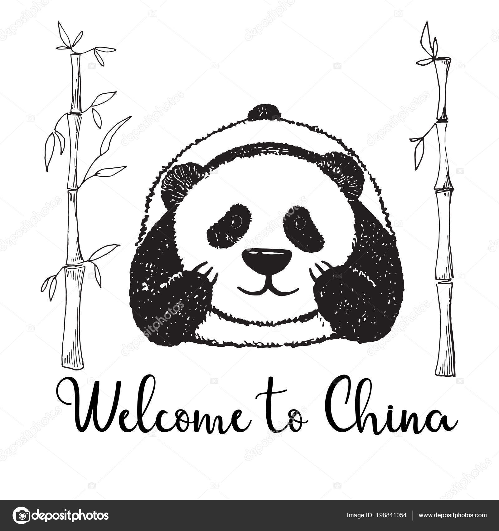 Esboço Panda Desenhos Animados Ilustração Vetorial Texto Bem Vindo China  imagem vetorial de nadiia.kud.gmail.com© 198841054